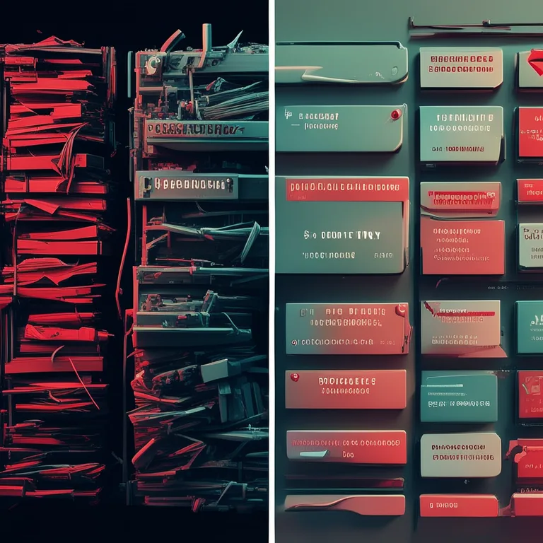 A split-screen comparison showing a cluttered, poorly optimized Unity inventory UI on the left with jagged lines and red…