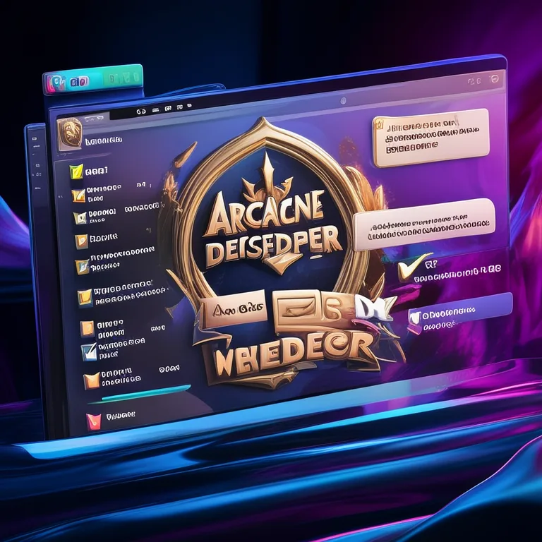 A completed WebGL game running in a Chrome browser window titled 'Arcane Defender', with a polished UI featuring a loading…