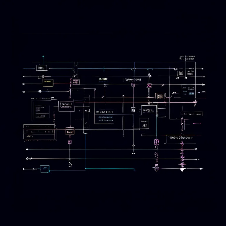 A technical blueprint-style diagram on a dark navy background, resembling an architectural schematic for a 2D Metroidvania…