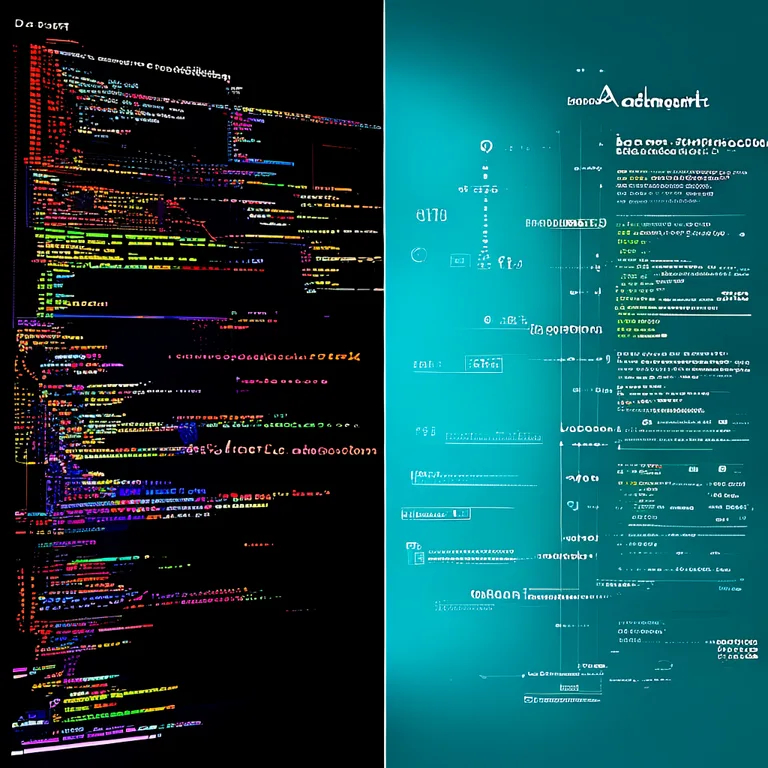 A split-screen comparison of two Unity Editor interfaces: the left side shows a cluttered, code-heavy editor with dense…