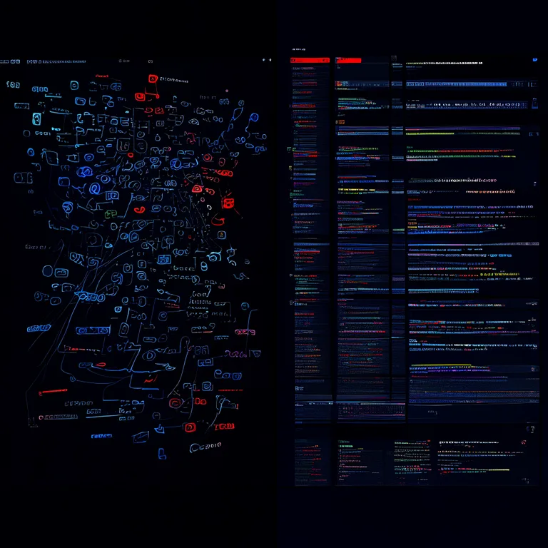 A split-screen technical illustration rendered in a dark Unity Editor theme with subtle blue highlights, showing a chaotic…