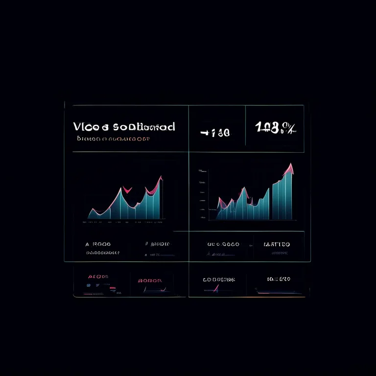 A sleek dark-mode data dashboard titled 'Video SEO Dashboard' with prominent widgets displaying 'AI Overview Citations…