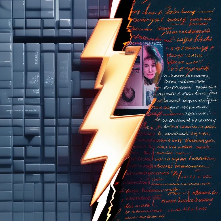 A stark split-screen comparison: on the left, a glossy generic AI-generated article rendered as flat, repetitive gray text blocks with a faint robotic watermark; on the right, a vibrant human-written piece with handwritten margin notes, highlighted quotes, and a real author photo, divided by a jagged lightning-bolt seam.