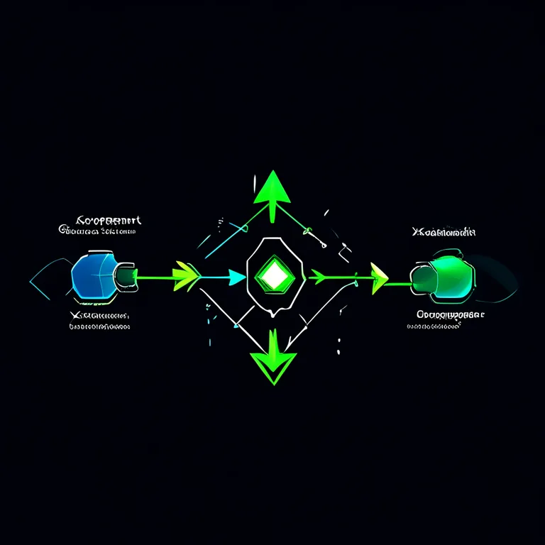 A technical flowchart diagram on a dark charcoal background illustrating game progression architecture, with three labeled…