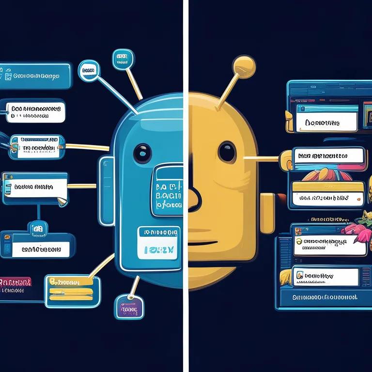 A split-screen technical illustration with the Android activity lifecycle diagram on the left showing onCreate, onStart…
