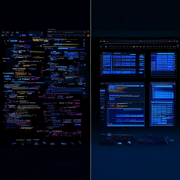 A split-screen comparison of two Unity editor project windows side by side in dark editor theme with subtle blue accent…