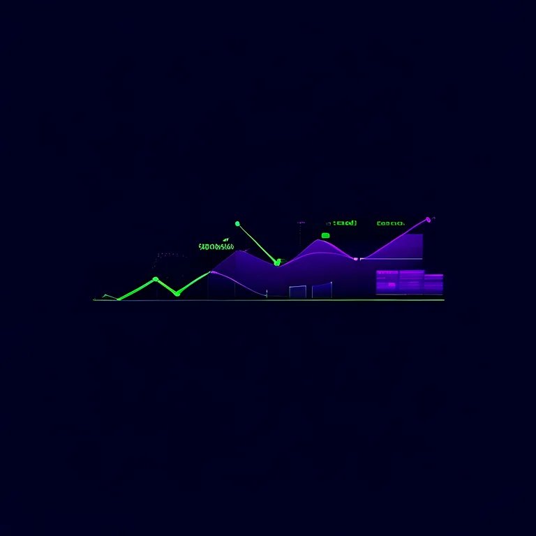 A modern analytics dashboard on a dark navy background (#1E1B4B) featuring multiple data visualization charts, including an…
