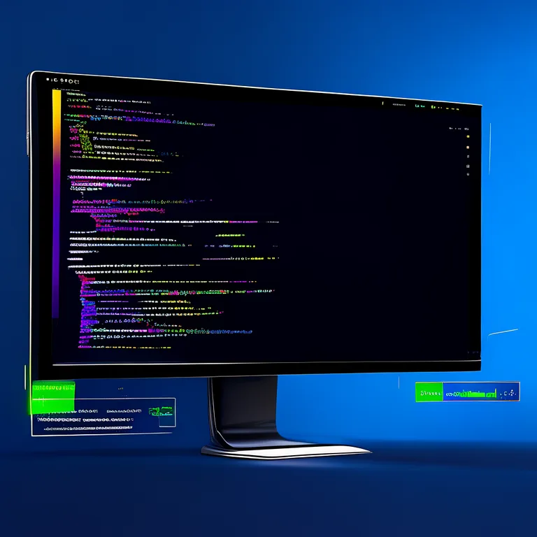 A sleek desktop monitor displaying a modern developer documentation website with a dark navy #1E293B background, featuring a…