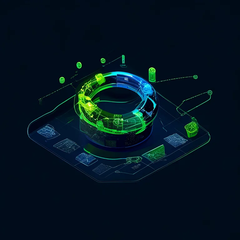 A Unity editor scene view displaying a ring-buffer object pool architecture diagram on a #1E293B dark slate background, with…