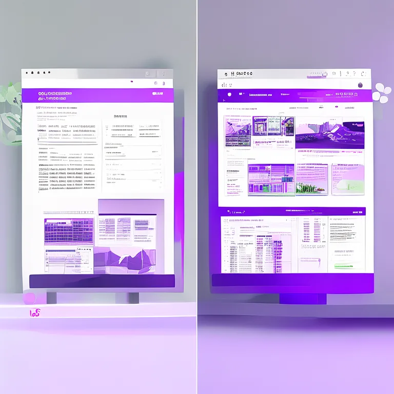 A split-screen comparison of two real estate website layouts side by side, left side plain and text-heavy with generic…