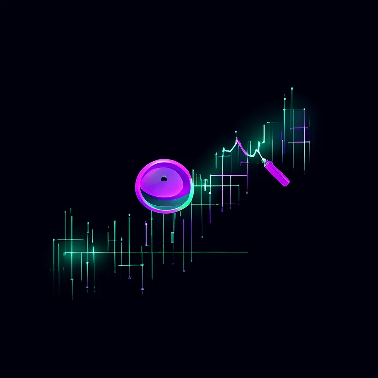A clean data visualization showing a line chart trending sharply upward with a highlighted inflection point, a magnifying…