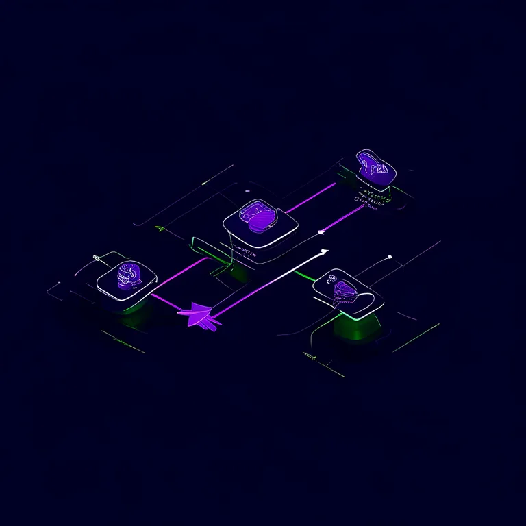 A clean isometric diagram illustrates a four-stage AI content pipeline labeled Research, Write, Audit, and Final, with…