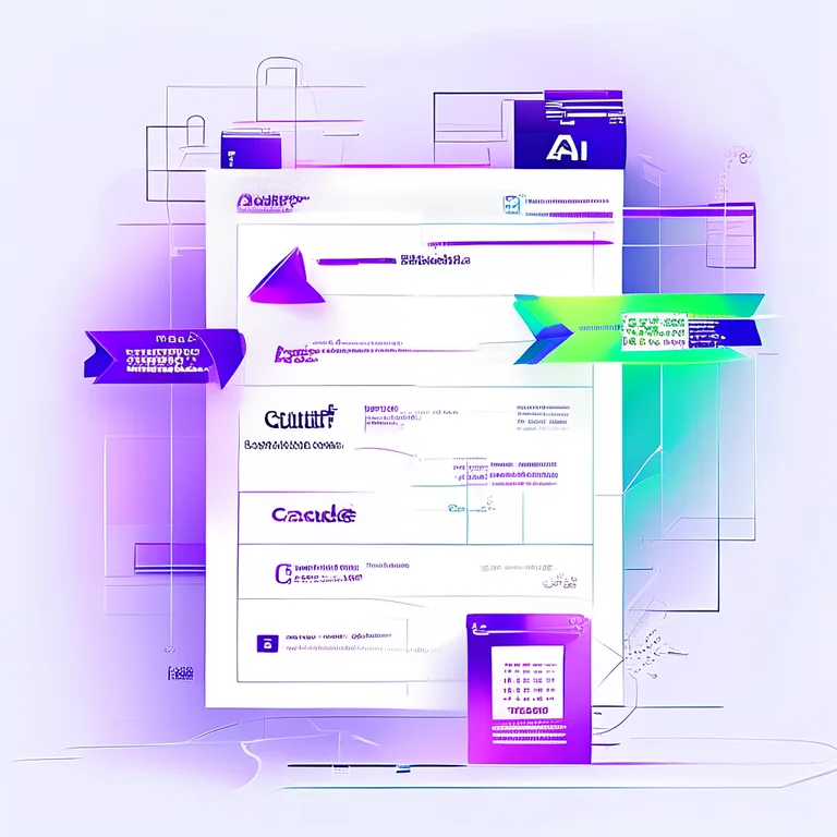 Stylized vector diagram. Center: a real estate listing page card. Four arrows flow outward to four AI engine logos labeled…