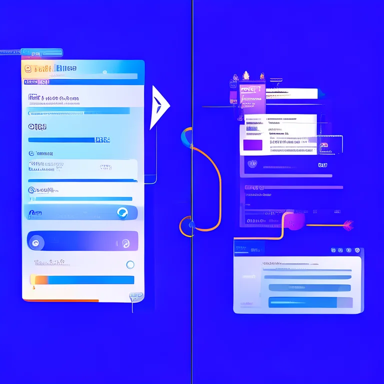 A split-screen visualization. Left side shows a traditional Google search results page with blue links. Right side shows an…