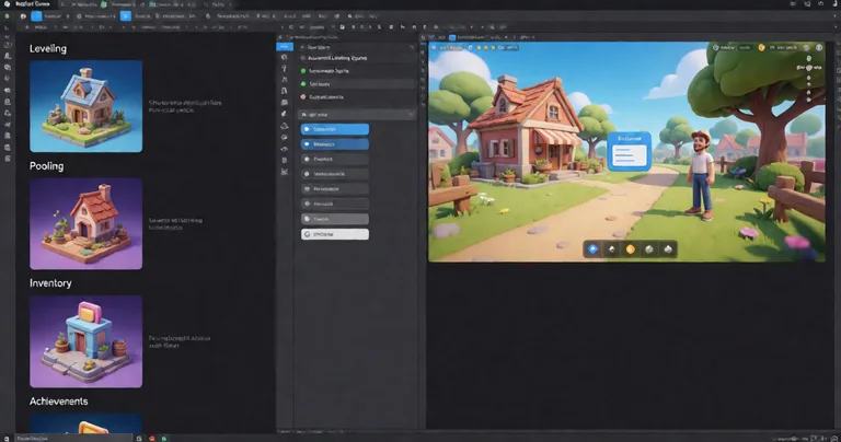 A Unity Editor screenshot showing the RealSoft Games asset folder structure with modules for Leveling, Pooling, Inventory…
