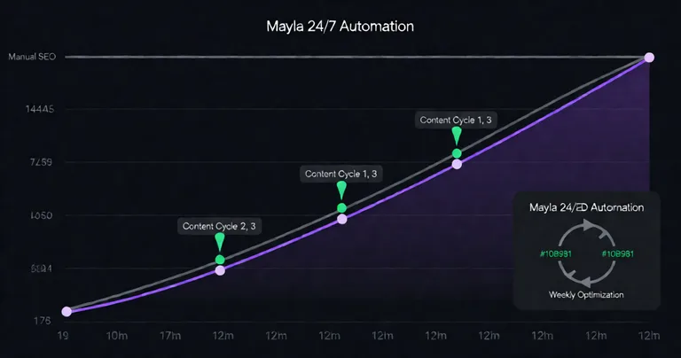 Clean data visualization line graph on a dark near-black (#0F172A) background. Two lines: a flat grey line labeled 'Manual…